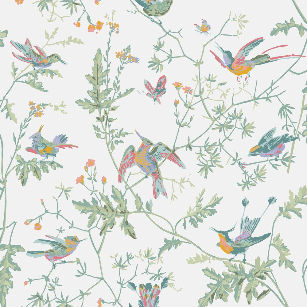 Hummingbirds Pastel by Cole & Son Designer Wallcovering COLE & SON ICONS PAPER - 100% United Kingdom - Horizontal: - and Vertical: 21 20.5 - Swanky Fabrics -