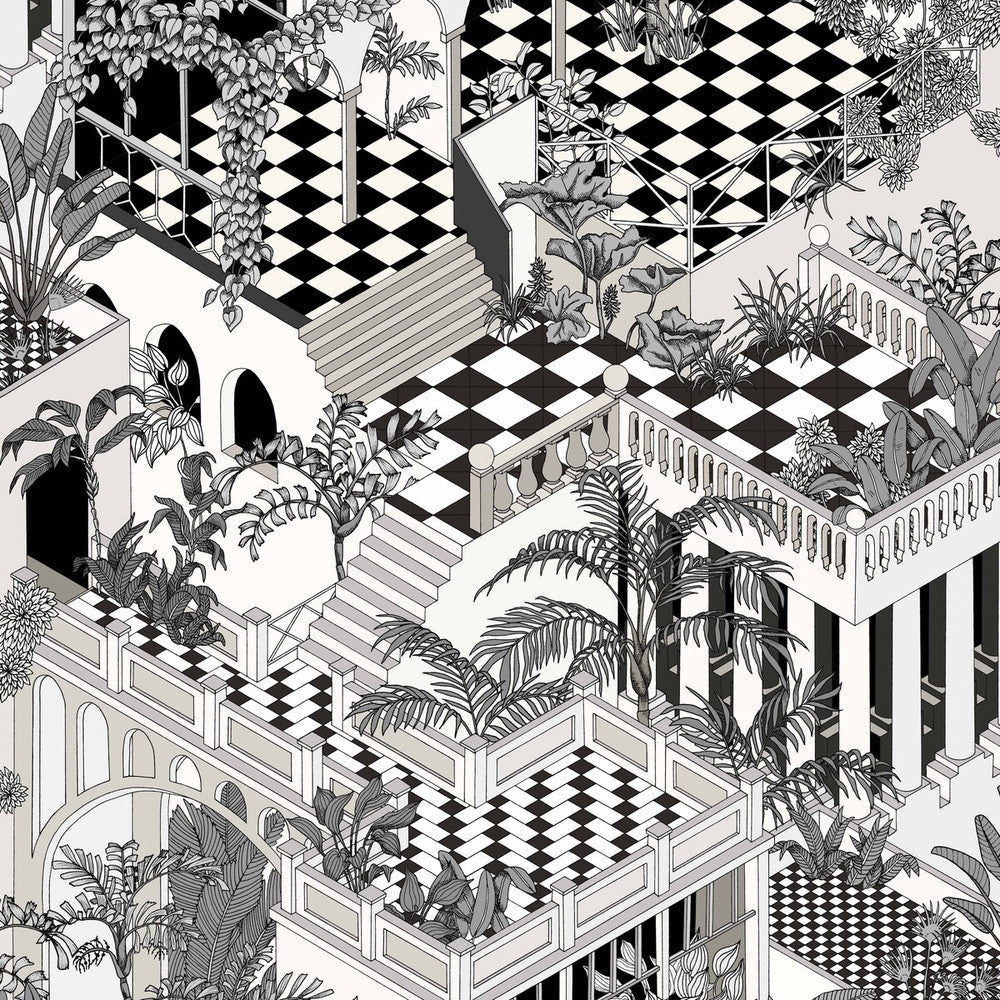 Miami Black/White by Cole & Son Designer Wallcovering COLE & SON ICONS PAPER - 100% United Kingdom Horizontal: and Vertical: 35.4 27 - Swanky Fabrics -