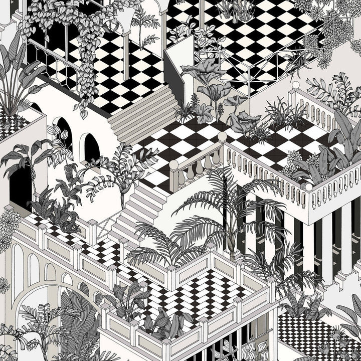 Miami Black/White by Cole & Son Designer Wallcovering COLE & SON ICONS PAPER - 100% United Kingdom Horizontal: and Vertical: 35.4 27 - Swanky Fabrics -