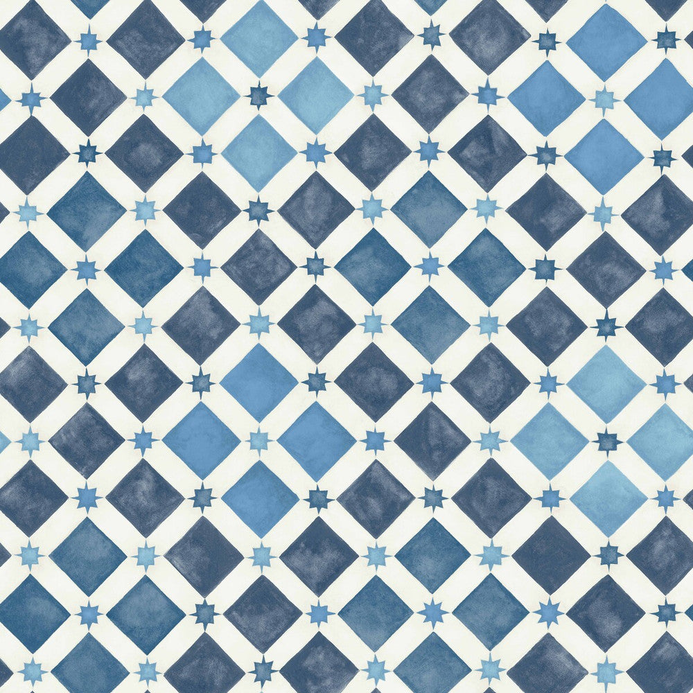 Zellige China Blue & White by Cole & Son Designer Wallcovering COLE & SON MARTYN LAWRENCE BULLARD PAPER - 100% United Kingdom - Horizontal: - and Vertical: 20.5 20.5 - Swanky Fabrics -