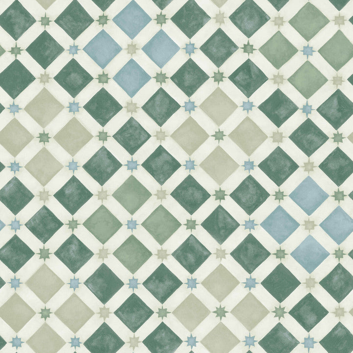 Zellige Olive & Print Room Blue by Cole & Son Designer Wallcovering COLE & SON MARTYN LAWRENCE BULLARD PAPER - 100% United Kingdom - Horizontal: - and Vertical: 20.5 20.5 - Swanky Fabrics -