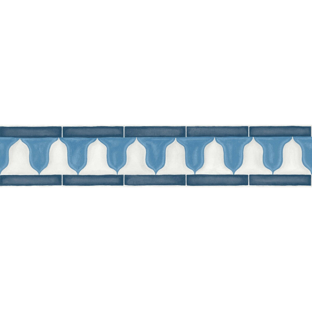 Zellige Border China Blue & White by Cole & Son Designer Wallcovering COLE & SON MARTYN LAWRENCE BULLARD PAPER - 100% United Kingdom - Horizontal: 20.5 and Vertical: - 4.1 - Swanky Fabrics -