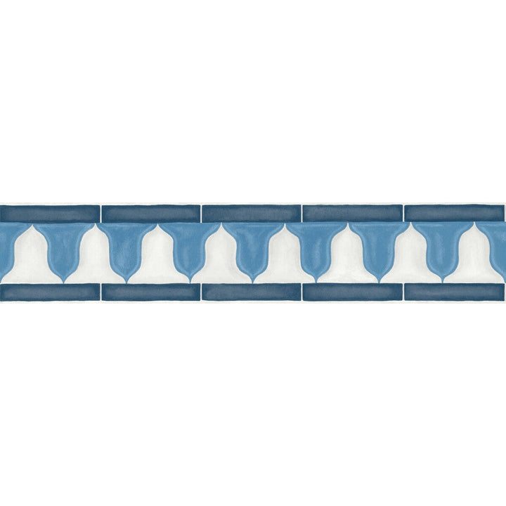 Zellige Border China Blue & White by Cole & Son Designer Wallcovering COLE & SON MARTYN LAWRENCE BULLARD PAPER - 100% United Kingdom Horizontal: 20.5 and Vertical: 4.1 - Swanky Fabrics -