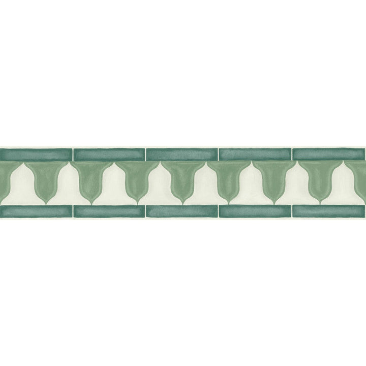 Zellige Border Olive by Cole & Son Designer Wallcovering COLE & SON MARTYN LAWRENCE BULLARD PAPER - 100% United Kingdom Horizontal: 20.5 and Vertical: 4.1 - Swanky Fabrics -