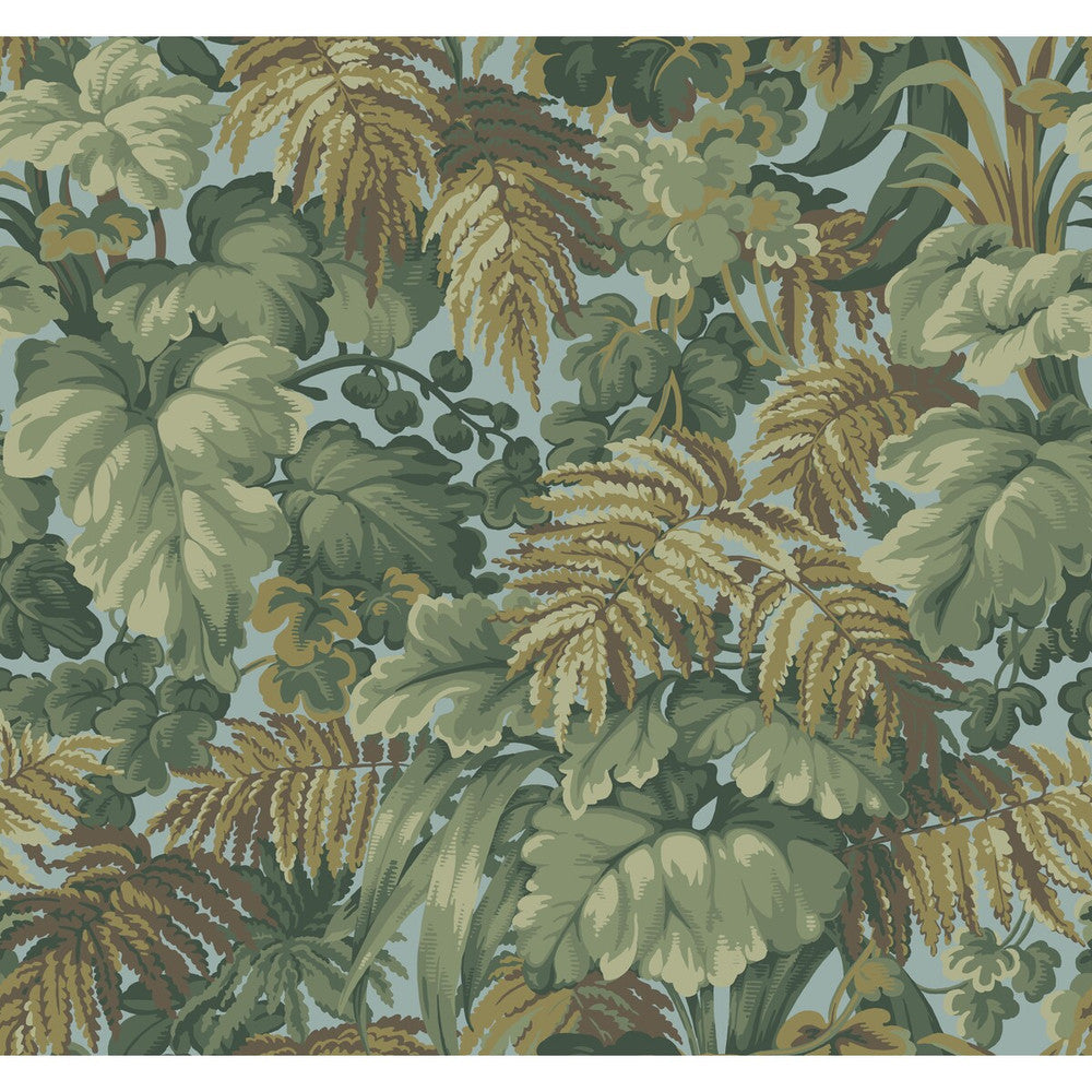 Royal Fernery Khaki & Print Room Blue by Cole & Son Designer Wallcovering COLE & SON MARTYN LAWRENCE BULLARD PAPER - 100% United Kingdom Horizontal: and Vertical: 25.2 27 - Swanky Fabrics -