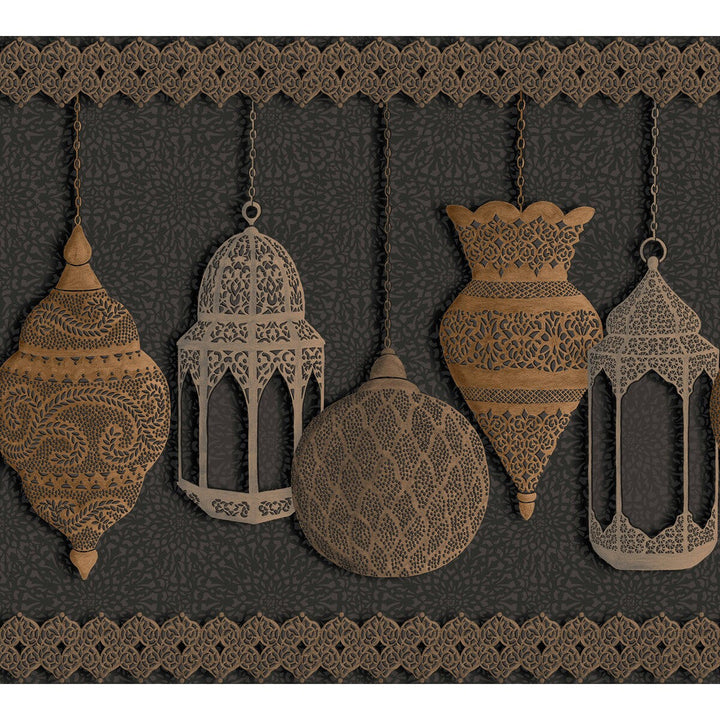 Fez Silver & Bronze On Charcoal by Cole & Son Designer Wallcovering COLE & SON MARTYN LAWRENCE BULLARD PAPER - 100% United Kingdom Horizontal: 30 and Vertical: 27 - Swanky Fabrics -