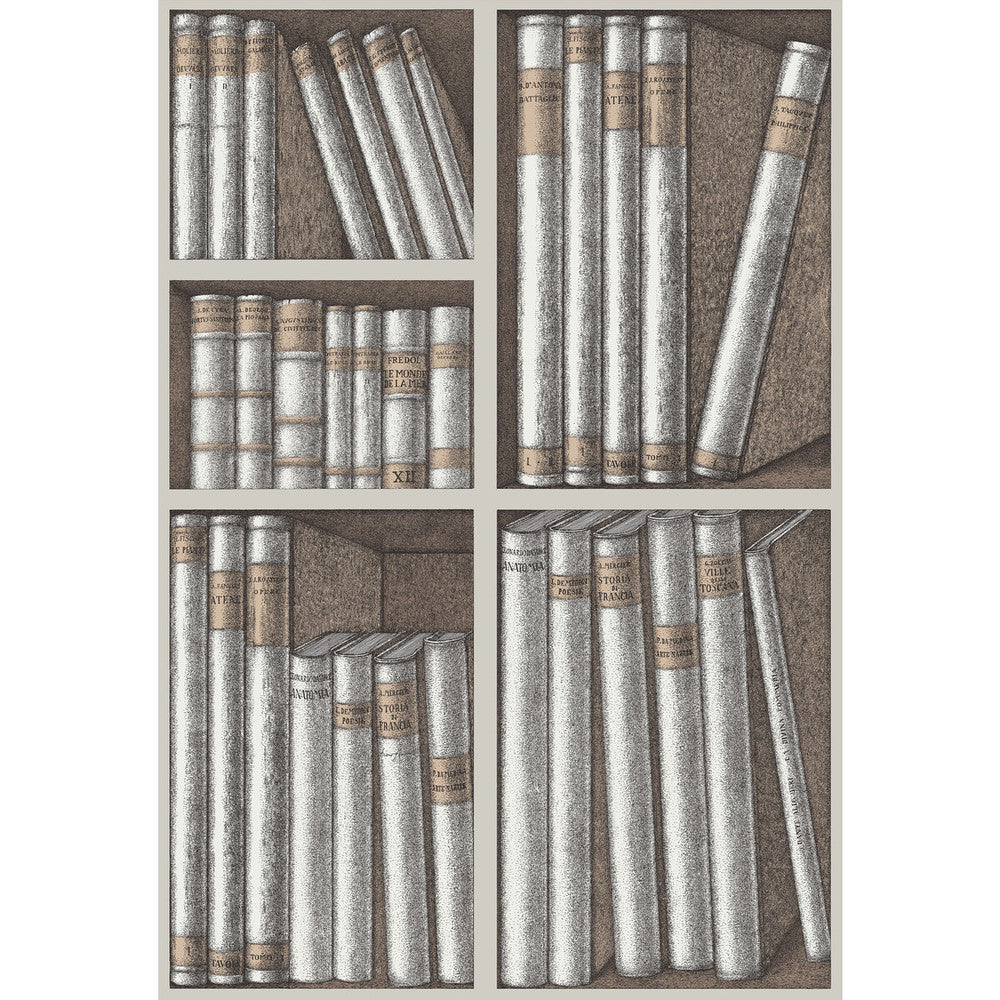 Ex Libris Stone/Linen by Cole & Son Designer Wallcovering COLE & SON FORNASETTI SENZA TEMPO PAPER - 100% United Kingdom Horizontal: 20.5 and Vertical: 29.9 20.5 - Swanky Fabrics -