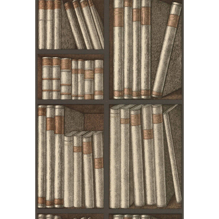 Ex Libris Oat/Charcoal by Cole & Son Designer Wallcovering COLE & SON FORNASETTI SENZA TEMPO PAPER - 100% United Kingdom Horizontal: 20.5 and Vertical: 29.9 20.5 - Swanky Fabrics -