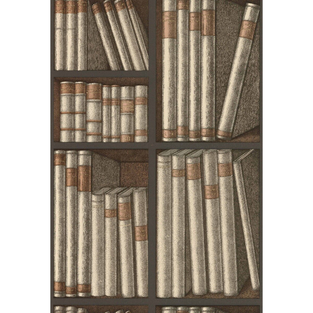 Ex Libris Oat/Charcoal by Cole & Son Designer Wallcovering COLE & SON FORNASETTI SENZA TEMPO PAPER - 100% United Kingdom Horizontal: 20.5 and Vertical: 29.9 20.5 - Swanky Fabrics -