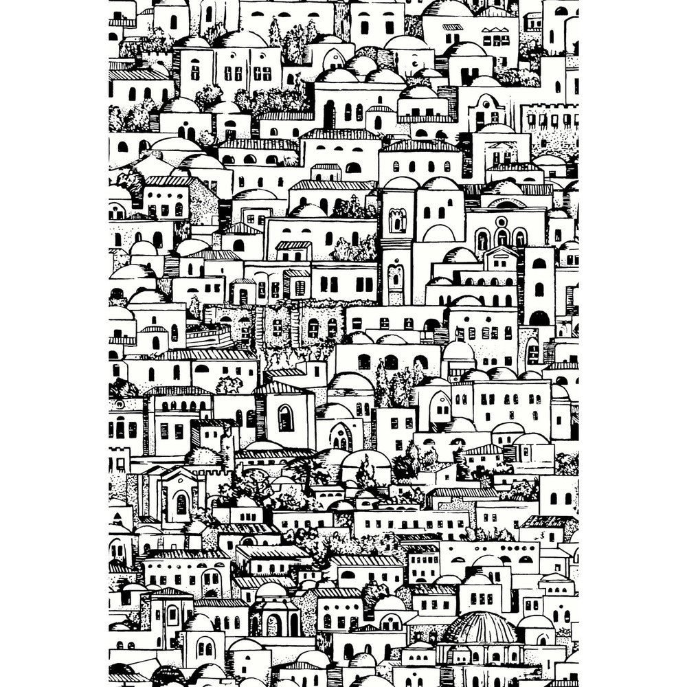 Mediterranea White/Black by Cole & Son Designer Wallcovering COLE & SON FORNASETTI SENZA TEMPO PAPER - 100% United Kingdom - Horizontal: 20.5 and Vertical: 29.9 20.5 - Swanky Fabrics -