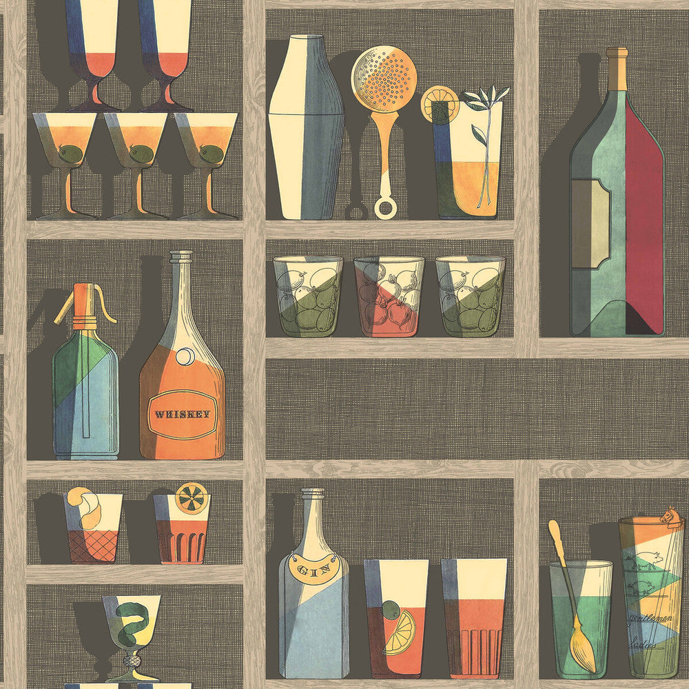 Cocktails Multi by Cole & Son Designer Wallcovering COLE & SON FORNASETTI SENZA TEMPO PAPER - 100% United Kingdom Horizontal: 27 and Vertical: 27 27 - Swanky Fabrics -