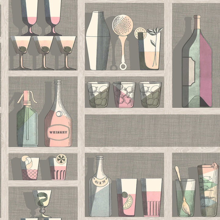 Cocktails Pastel by Cole & Son Designer Wallcovering COLE & SON FORNASETTI SENZA TEMPO PAPER - 100% United Kingdom - Horizontal: 27 and Vertical: 27 27 - Swanky Fabrics -