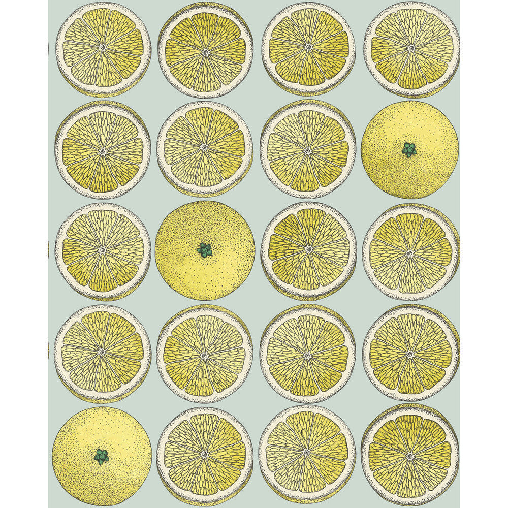 Arance Lemon/Seafoam by Cole & Son Designer Wallcovering COLE & SON FORNASETTI SENZA TEMPO PAPER - 100% United Kingdom Horizontal: 20.5 and Vertical: 25.2 20.5 - Swanky Fabrics -