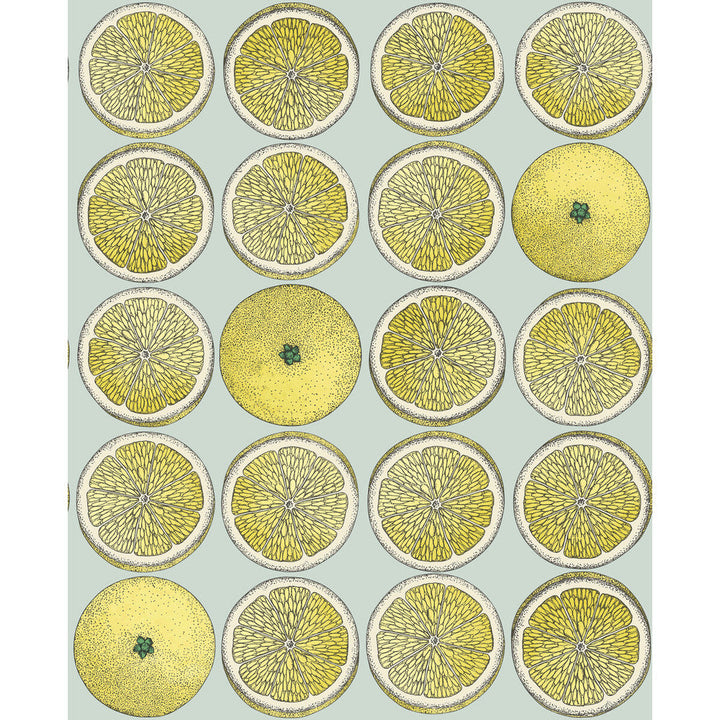 Arance Lemon/Seafoam by Cole & Son Designer Wallcovering COLE & SON FORNASETTI SENZA TEMPO PAPER - 100% United Kingdom - Horizontal: 20.5 and Vertical: 25.2 20.5 - Swanky Fabrics -