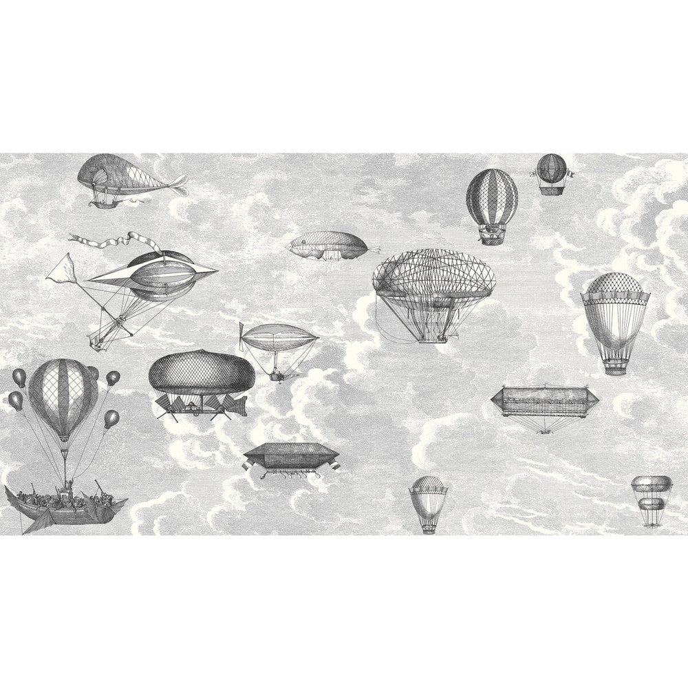 Macchine Volanti Soot/Snow by Cole & Son Designer Wallcovering COLE & SON FORNASETTI SENZA TEMPO PAPER - 100% United Kingdom Horizontal: 54 and Vertical: 30 54 - Swanky Fabrics -