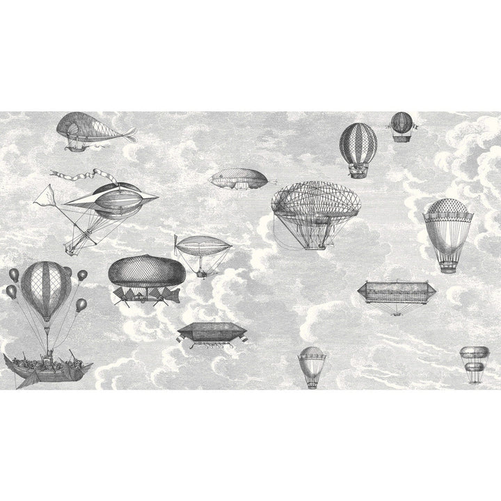 Macchine Volanti Soot/Snow by Cole & Son Designer Wallcovering COLE & SON FORNASETTI SENZA TEMPO PAPER - 100% United Kingdom - Horizontal: 54 and Vertical: 30 54 - Swanky Fabrics -