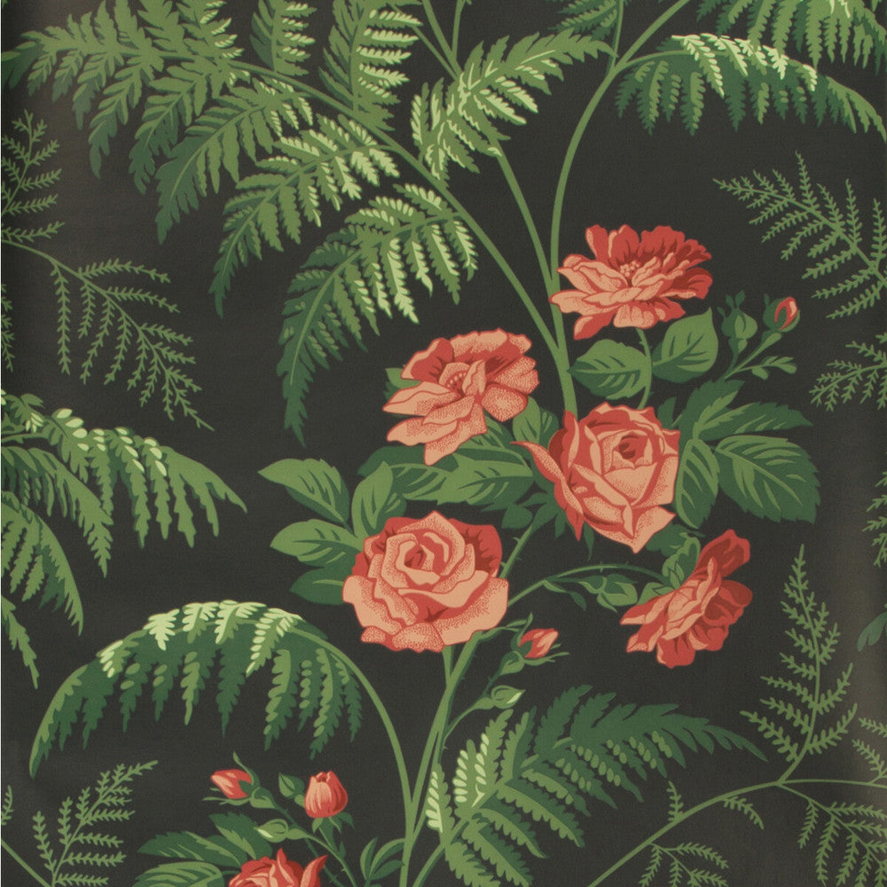 Rose Red/L Green/Charcoal by Cole & Son Designer Wallcovering COLE & SON BOTANICAL BOTANICA PAPER - 100% United Kingdom - Horizontal: - and Vertical: 25.2 20.5 - Swanky Fabrics -