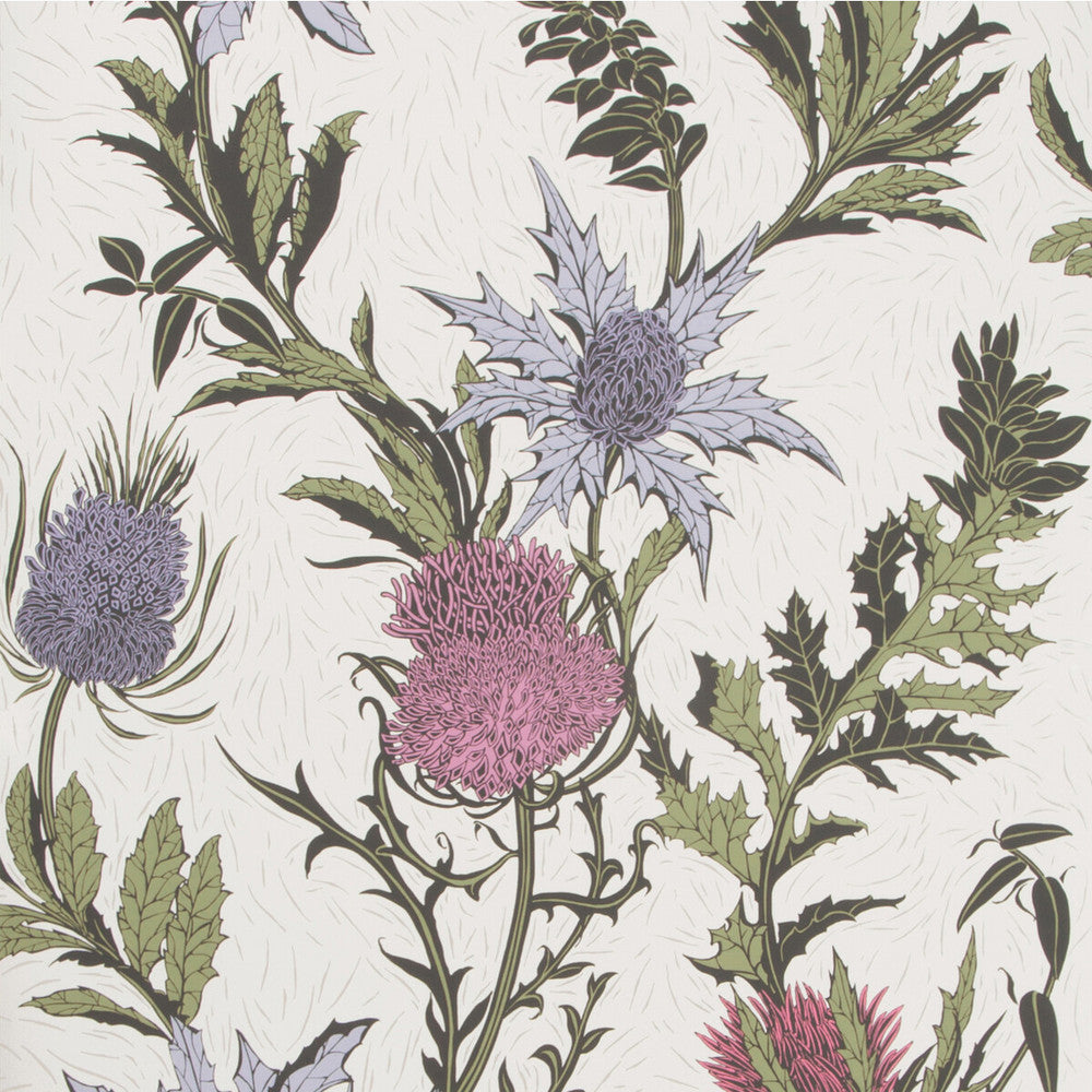 Thistle Lilac/Cerise/White by Cole & Son Designer Wallcovering COLE & SON BOTANICAL BOTANICA PAPER - 100% United Kingdom - Horizontal: - and Vertical: 25.2 20.5 - Swanky Fabrics -