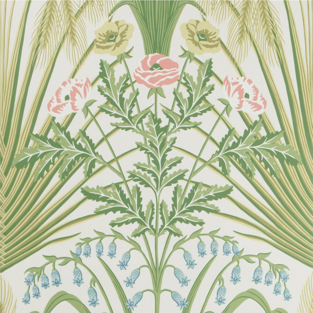 Bluebell Spring Green/Crm by Cole & Son Designer Wallcovering COLE & SON BOTANICAL BOTANICA PAPER - 100% United Kingdom Horizontal: 20.5 and Vertical: 30 20.5 - Swanky Fabrics -
