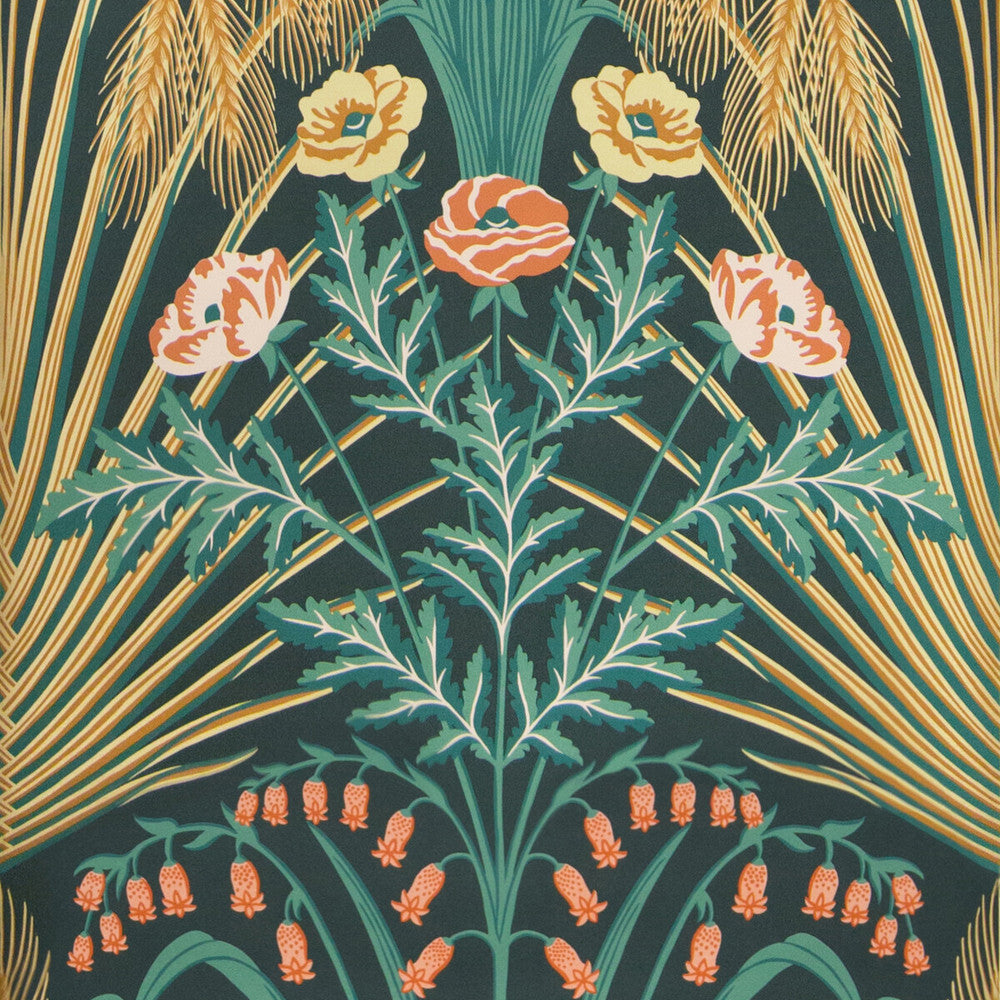 Bluebell Teal/Gold/Petrol by Cole & Son Designer Wallcovering COLE & SON BOTANICAL BOTANICA PAPER - 100% United Kingdom Horizontal: 20.5 and Vertical: 30 20.5 - Swanky Fabrics -