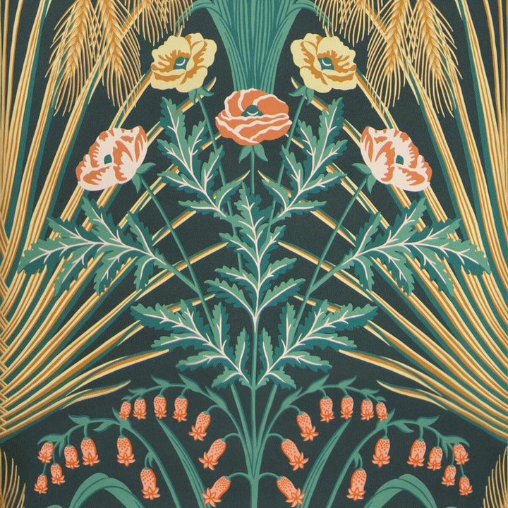 Bluebell Teal/Gold/Petrol by Cole & Son Designer Wallcovering COLE & SON BOTANICAL BOTANICA PAPER - 100% United Kingdom Horizontal: 20.5 and Vertical: 30 20.5 - Swanky Fabrics -