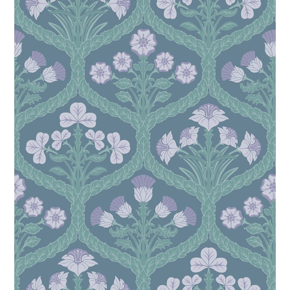 Floral Kingdom Lilac/Teal by Cole & Son Designer Wallcovering COLE & SON PEARWOOD PAPER - 100% United Kingdom Horizontal: 27 and Vertical: 29.9 27 - Swanky Fabrics -