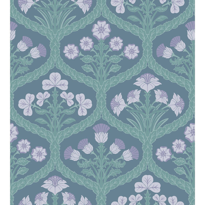 Floral Kingdom Lilac/Teal by Cole & Son Designer Wallcovering COLE & SON PEARWOOD PAPER - 100% United Kingdom Horizontal: 27 and Vertical: 29.9 27 - Swanky Fabrics -