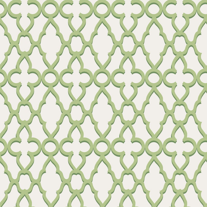 Treillage Leaf Green/Chlk by Cole & Son Designer Wallcovering COLE & SON PEARWOOD PAPER - 100% United Kingdom - Horizontal: 20.5 and Vertical: 20.5 20.5 - Swanky Fabrics -