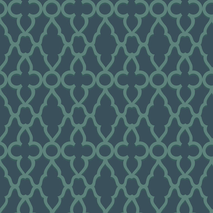 Treillage Viridian/Ink by Cole & Son Designer Wallcovering COLE & SON PEARWOOD PAPER - 100% United Kingdom Horizontal: 20.5 and Vertical: 20.5 20.5 - Swanky Fabrics -