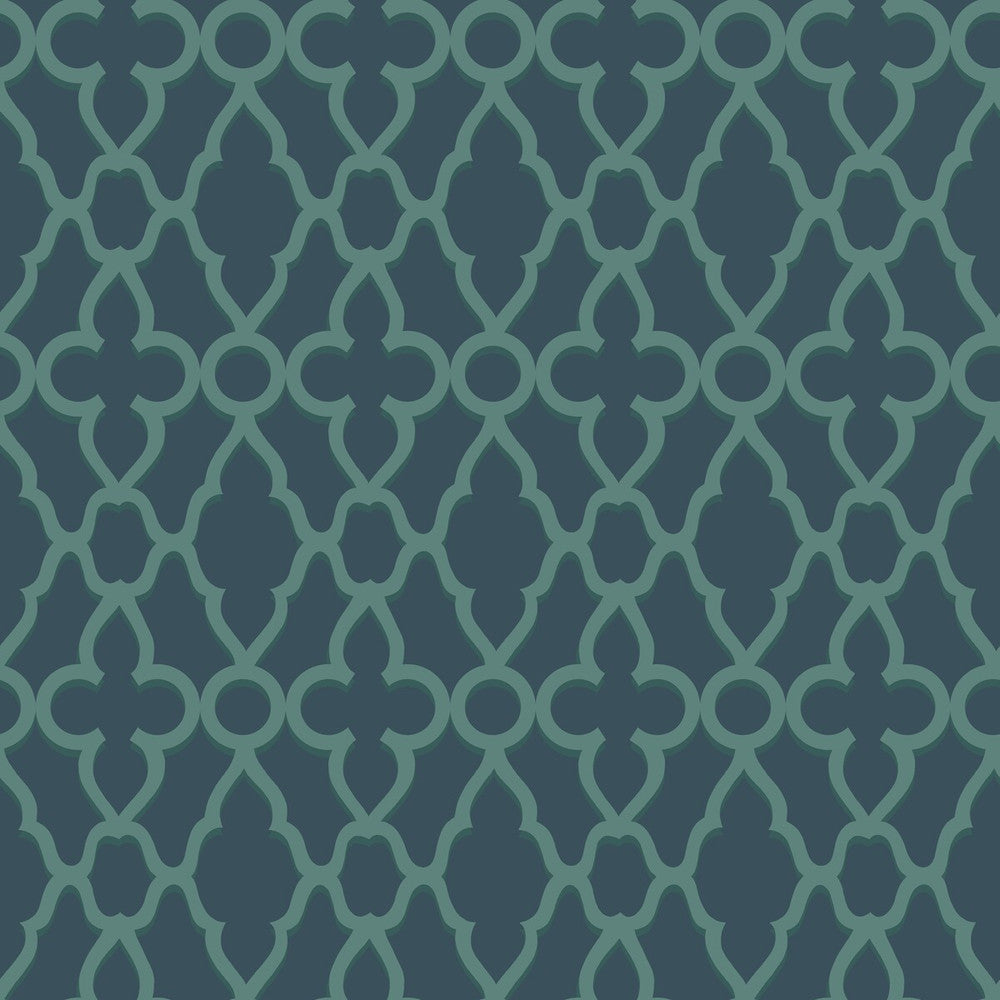 Treillage Viridian/Ink by Cole & Son Designer Wallcovering COLE & SON PEARWOOD PAPER - 100% United Kingdom Horizontal: 20.5 and Vertical: 20.5 20.5 - Swanky Fabrics -