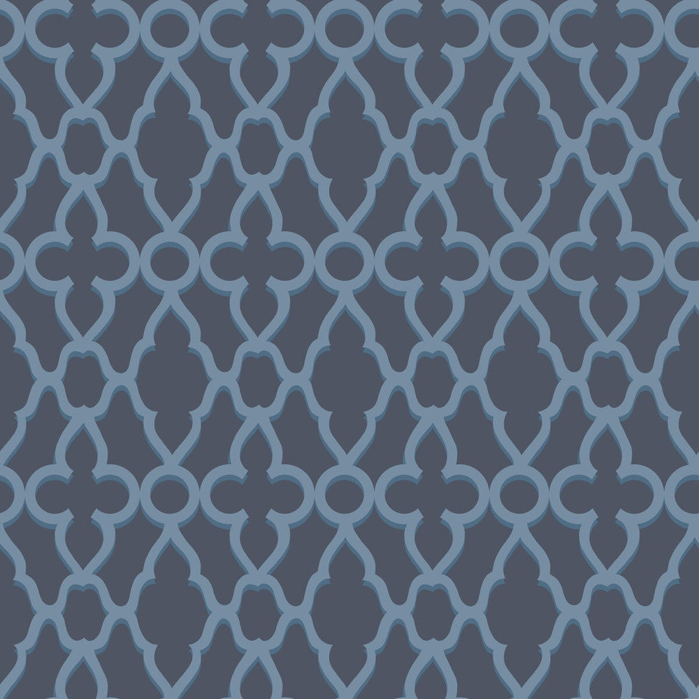 Treillage Cerulean/Midnig by Cole & Son Designer Wallcovering COLE & SON PEARWOOD PAPER - 100% United Kingdom Horizontal: 20.5 and Vertical: 20.5 20.5 - Swanky Fabrics -