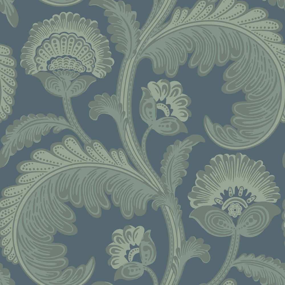 Fanfare Flock Dk Egg/Pet by Cole & Son Designer Wallcovering COLE & SON PEARWOOD PAPER - 100% United Kingdom Horizontal: 20.5 and Vertical: 20.5 20.5 - Swanky Fabrics -