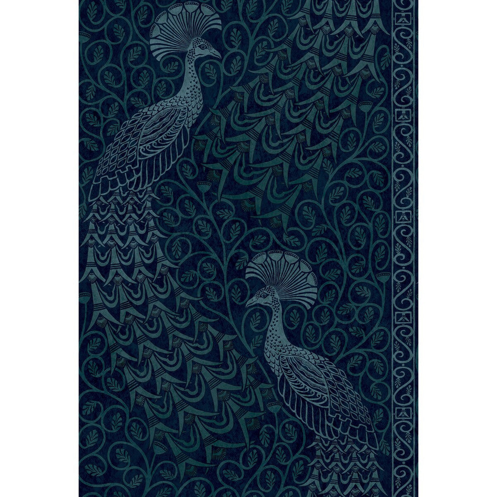 Pavo Parade M Petrol/Ink by Cole & Son Designer Wallcovering COLE & SON PEARWOOD PAPER - 100% United Kingdom - Horizontal: 20.5 and Vertical: 30 20.5 - Swanky Fabrics -