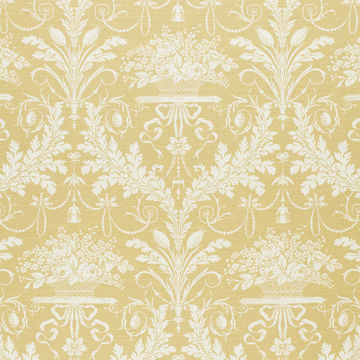 Clairemont Damask Yellow 1178015 by Schumacher Designer Fabric ARCHIVE VI See Sample UNITED KINGDOM MEDIUM DUTY </p><p>Repeat: Horizontal: 9" (23CM) and Vertical: 36" (91CM) 54" WIDE (137CM) - Swanky Fabrics -