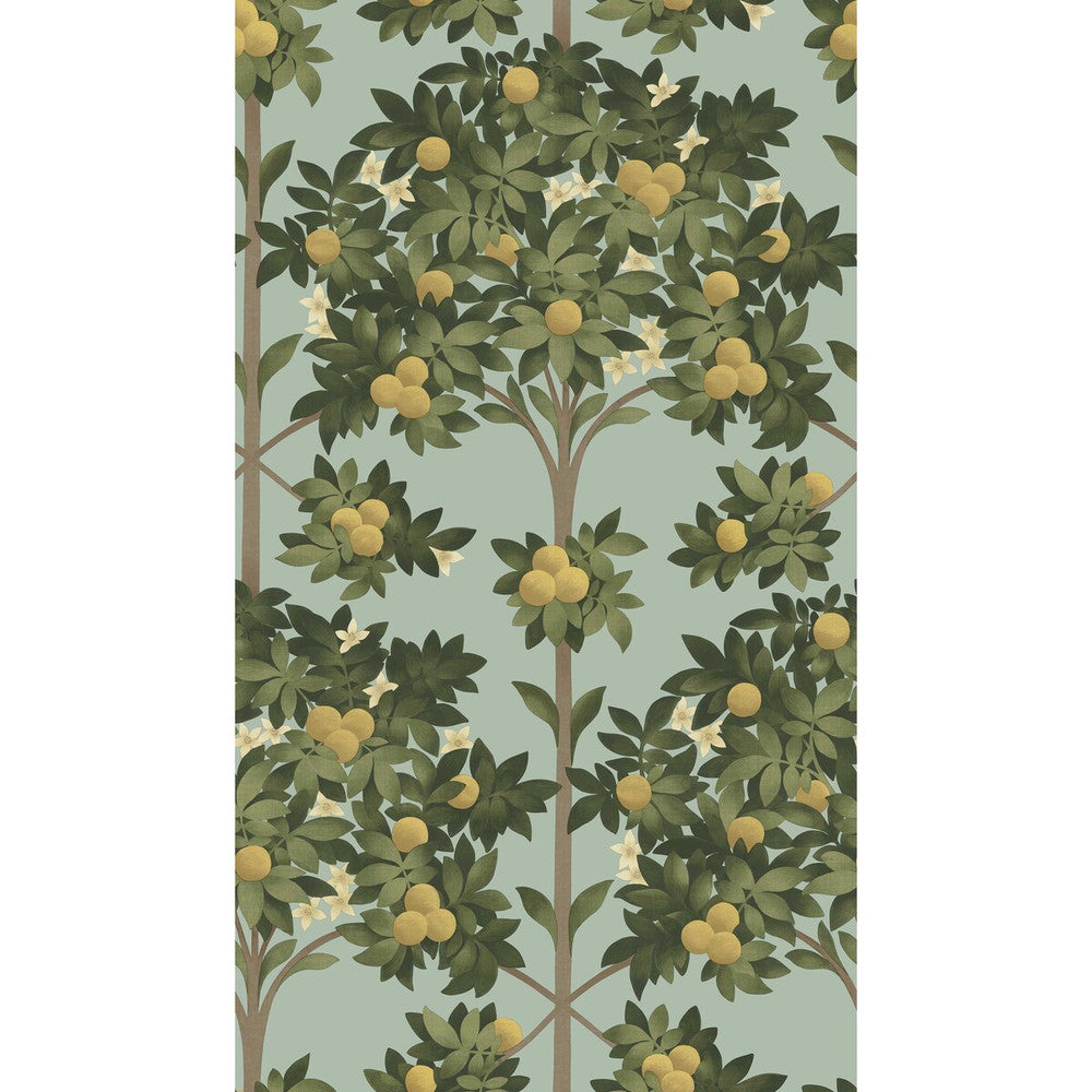 Orange Blossom Lemon/Dk Olive Grn/Duck Egg by Cole & Son Designer Wallcovering COLE & SON SEVILLE NON WOVEN - 100% United Kingdom Horizontal: 20.5 and Vertical: 35.9 20.5 - Swanky Fabrics -