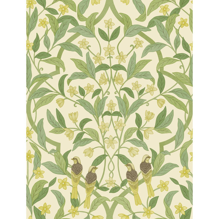 Jasmine & Serin Symphony Chartreuse/Grn/Wt by Cole & Son Designer Wallcovering COLE & SON SEVILLE NON WOVEN - 100% United Kingdom Horizontal: 20.5 and Vertical: 27 20.5 - Swanky Fabrics -