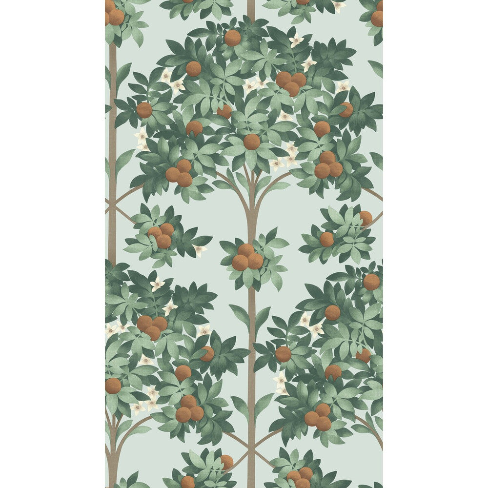 Orange Blossom Burnt Orange/Mint/Seafoam by Cole & Son Designer Wallcovering COLE & SON SEVILLE NON WOVEN - 100% United Kingdom Horizontal: 20.5 and Vertical: 35.9 20.5 - Swanky Fabrics -
