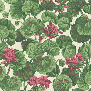 Cole & Son Wallpaper Geranium Rose/Forest Grn On Parchment