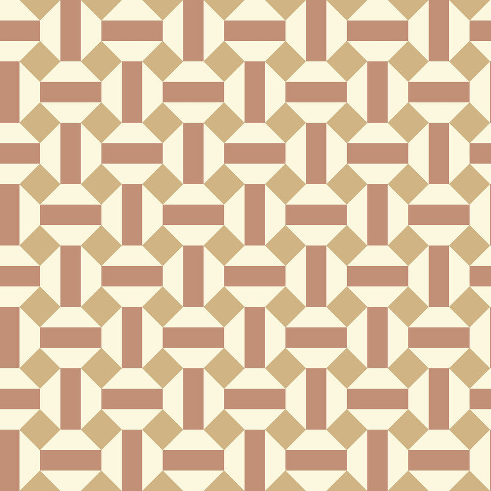 Alicatado Terracotta On Parchment by Cole & Son Designer Wallcovering COLE & SON SEVILLE NON WOVEN - 100% United Kingdom Horizontal: 20.5 and Vertical: 5.1 20.5 - Swanky Fabrics -