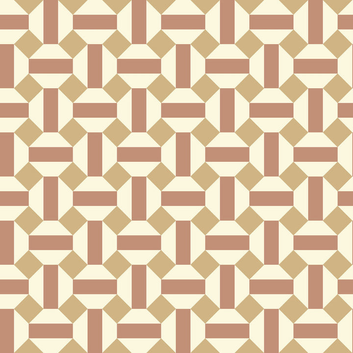 Alicatado Terracotta On Parchment by Cole & Son Designer Wallcovering COLE & SON SEVILLE NON WOVEN - 100% United Kingdom Horizontal: 20.5 and Vertical: 5.1 20.5 - Swanky Fabrics -