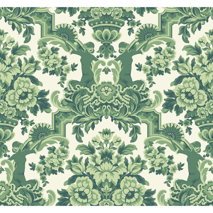 Lola Forest Greens On White by Cole & Son Designer Wallcovering COLE & SON SEVILLE NON WOVEN - 100% United Kingdom Horizontal: 27 and Vertical: 25.2 27 - Swanky Fabrics -