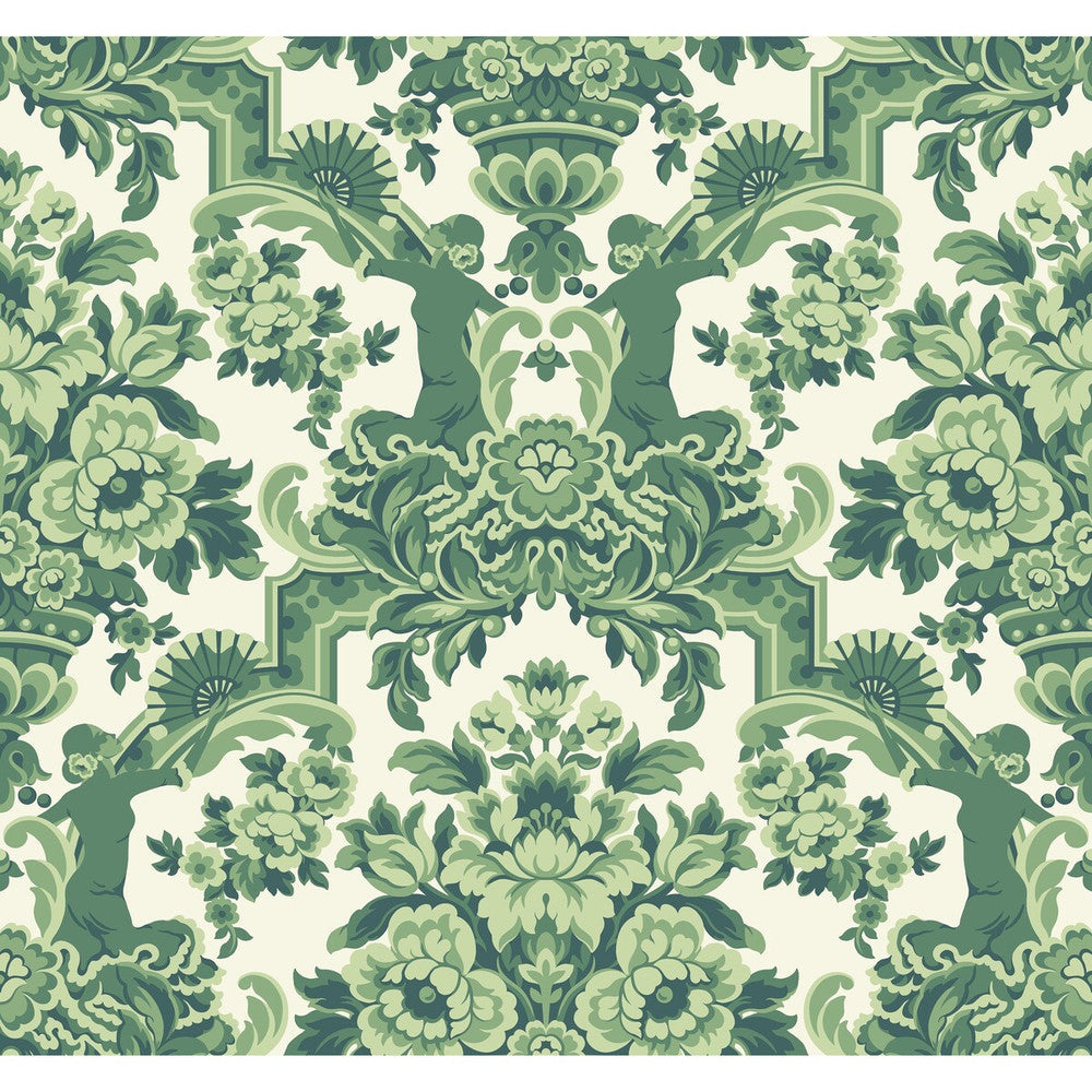 Lola Forest Greens On White by Cole & Son Designer Wallcovering COLE & SON SEVILLE NON WOVEN - 100% United Kingdom Horizontal: 27 and Vertical: 25.2 27 - Swanky Fabrics -