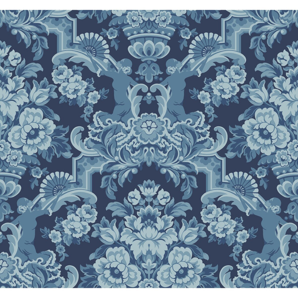 Lola China Blues On Midnight by Cole & Son Designer Wallcovering COLE & SON SEVILLE NON WOVEN - 100% United Kingdom Horizontal: 27 and Vertical: 25.2 27 - Swanky Fabrics -
