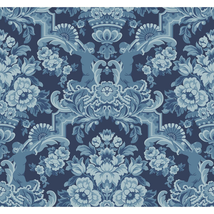 Lola China Blues On Midnight by Cole & Son Designer Wallcovering COLE & SON SEVILLE NON WOVEN - 100% United Kingdom Horizontal: 27 and Vertical: 25.2 27 - Swanky Fabrics -