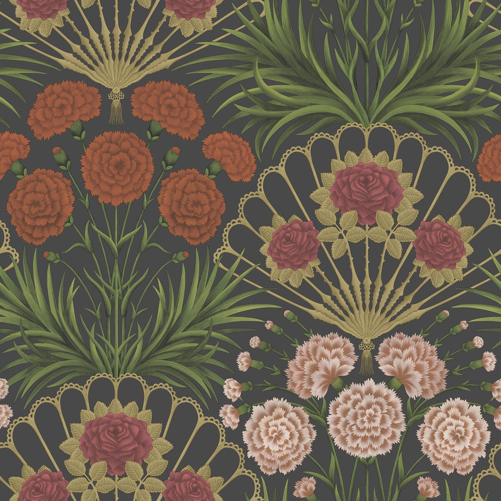 Flamenco Fan Cerise/Dk Tangerine/Gold/Blk by Cole & Son Designer Wallcovering COLE & SON SEVILLE NON WOVEN - 100% United Kingdom Horizontal: 27 and Vertical: 27 27 - Swanky Fabrics -