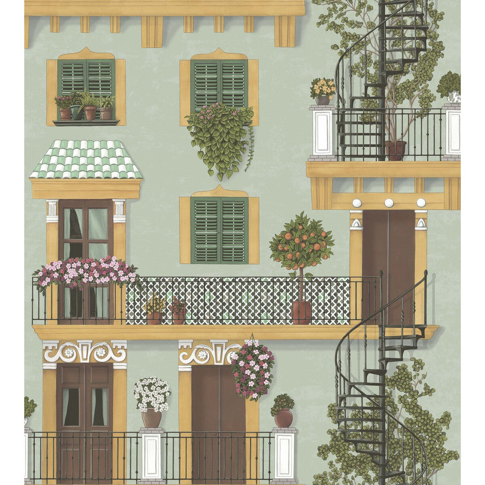 Alfaro Dark Ochre & Forest Green/Duck Egg by Cole & Son Designer Wallcovering COLE & SON SEVILLE NON WOVEN - 100% United Kingdom Horizontal: 27 and Vertical: 30 27 - Swanky Fabrics -