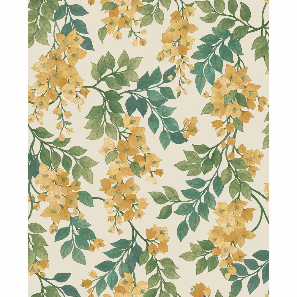 Bougainvillea Marigold/Lf Grn/Emerald/Parc by Cole & Son Designer Wallcovering COLE & SON SEVILLE NON WOVEN - 100% United Kingdom Horizontal: 20.5 and Vertical: 25.2 20.5 - Swanky Fabrics -