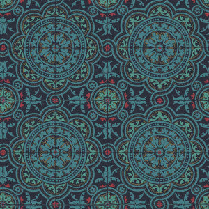 Cole & Son Wallpaper Piccadilly Petrol/Red/Metallic Gold On Ink