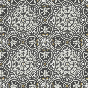 Cole & Son Wallpaper Piccadilly Grey & Metallic Gold On Black