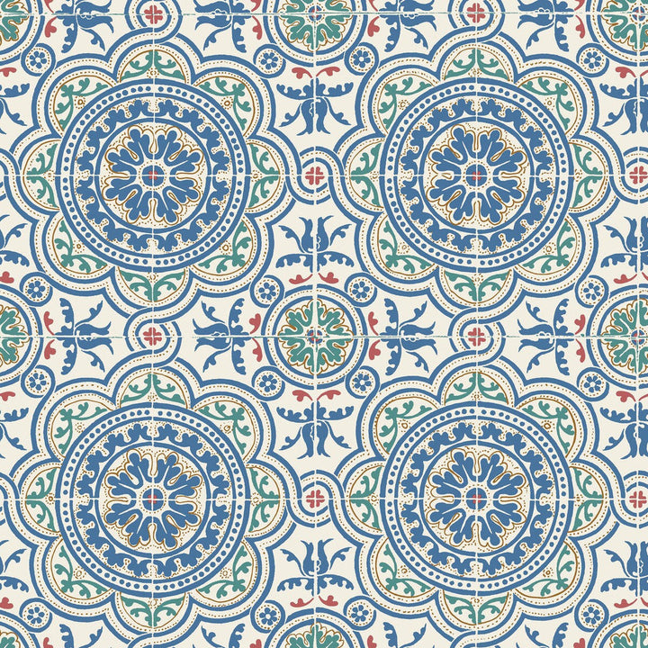 Piccadilly Denim & Rouge On Chalk by Cole & Son Designer Wallcovering COLE & SON SEVILLE NON WOVEN - 100% United Kingdom Horizontal: 20.8 and Vertical: 20.8 20.8 - Swanky Fabrics -